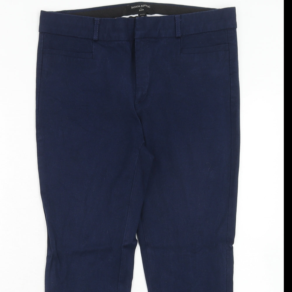Banana Republic Womens Blue Viscose Chino Trousers Size 10 Regular Hook & Eye