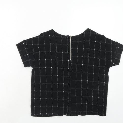 Sfera Womens Black Geometric Polyester Basic Blouse Size S Round Neck