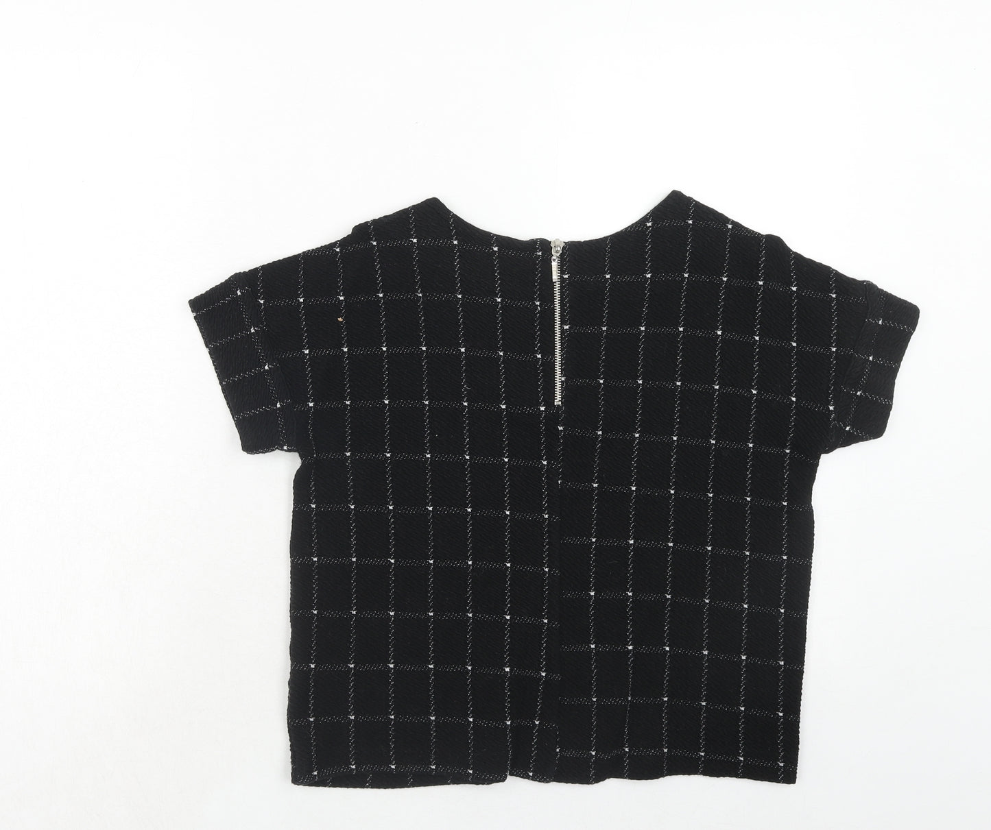 Sfera Womens Black Geometric Polyester Basic Blouse Size S Round Neck
