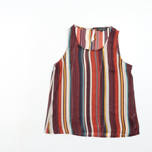 New Look Womens Multicoloured Striped Polyester Basic Tank Size 10 Round Neck