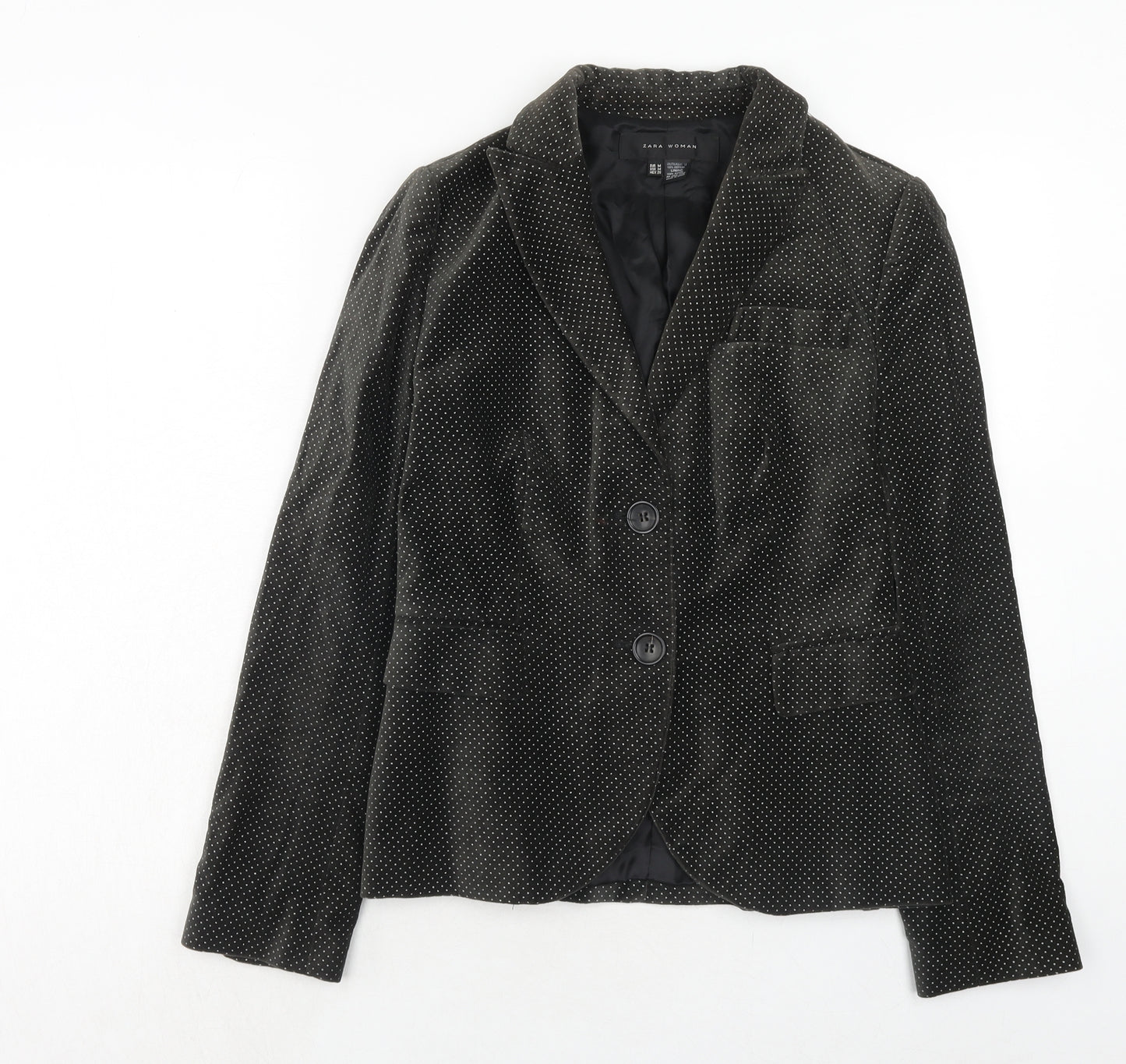 Zara Womens Green Geometric Cotton Jacket Suit Jacket Size M