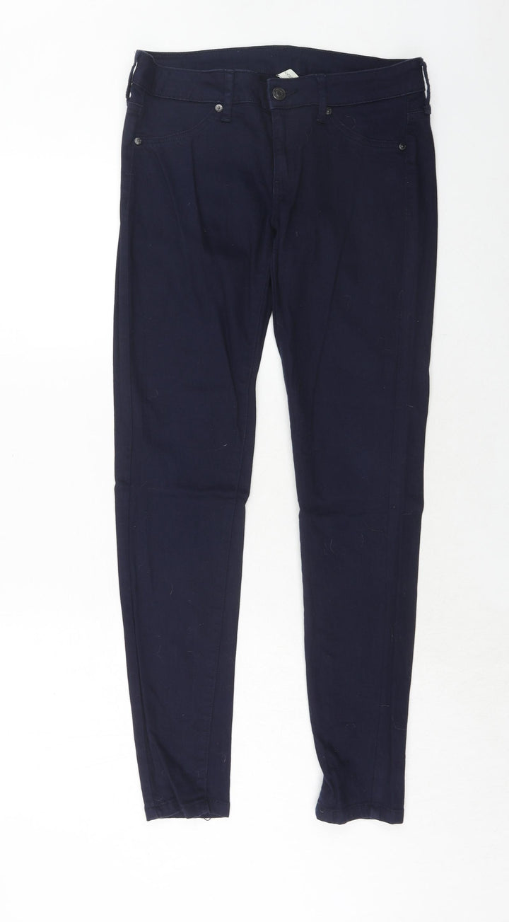 Mango Womens Blue Cotton Skinny Jeans Size 10 Regular Zip