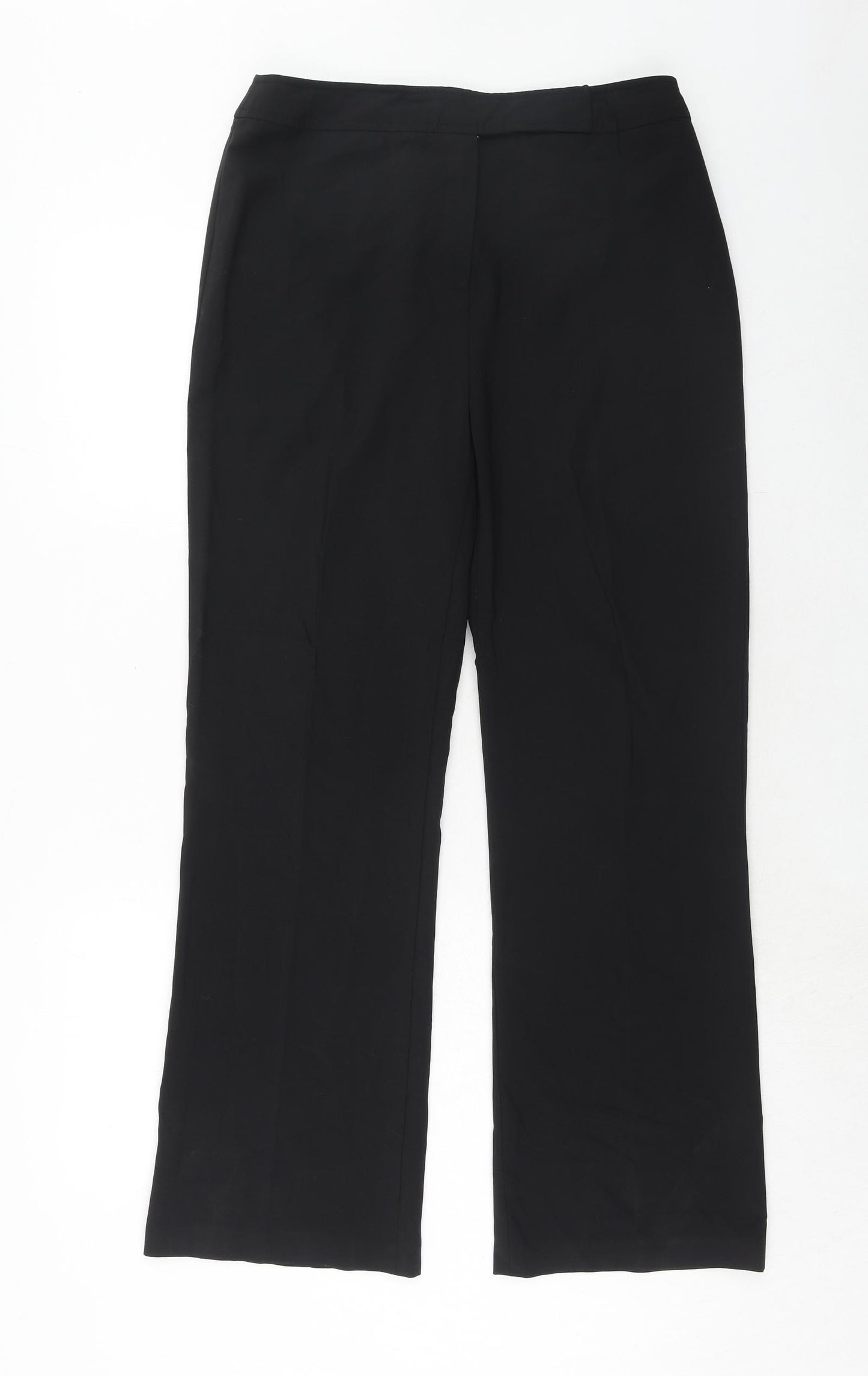 Debenhams Womens Black Polyester Trousers Size 10 Regular Hook & Eye