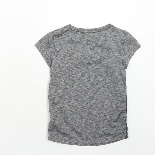 NEXT Girls Grey Geometric Polyester Basic T-Shirt Size 8 Years Round Neck Pullover