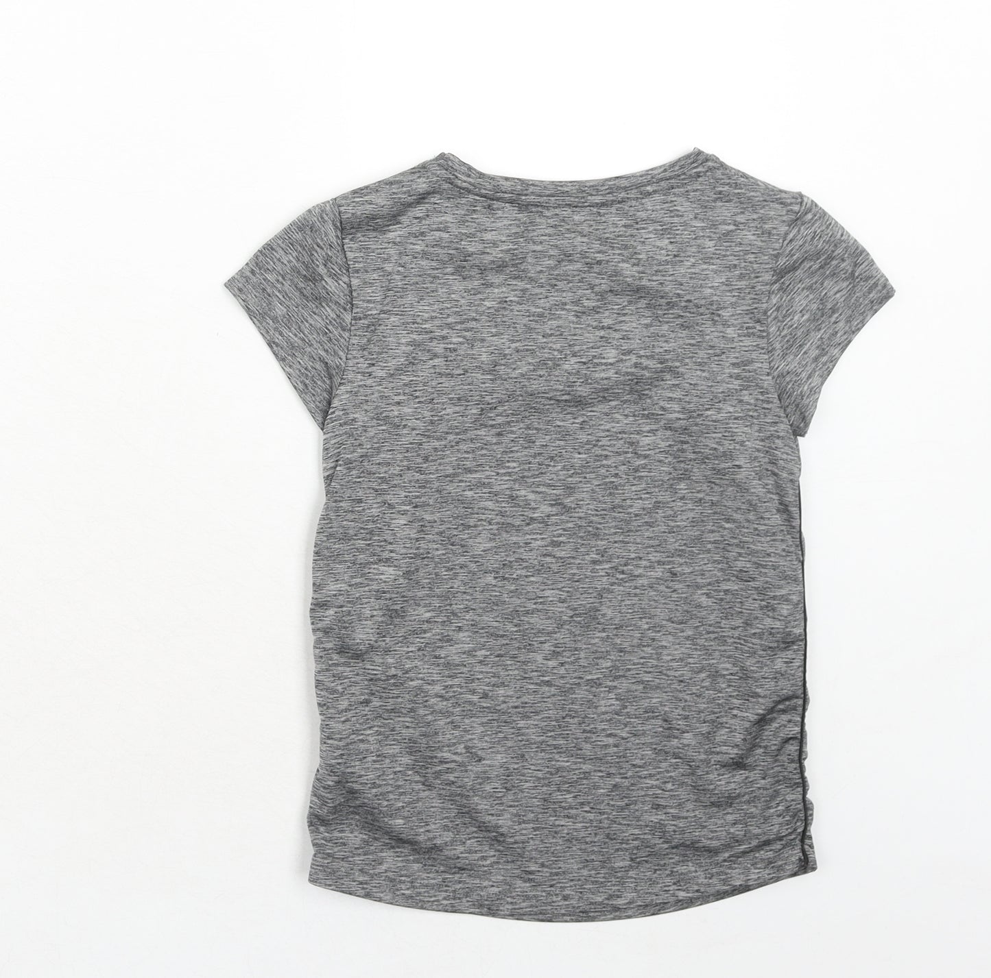 NEXT Girls Grey Geometric Polyester Basic T-Shirt Size 8 Years Round Neck Pullover