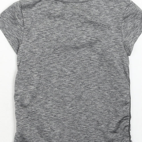 NEXT Girls Grey Geometric Polyester Basic T-Shirt Size 8 Years Round Neck Pullover