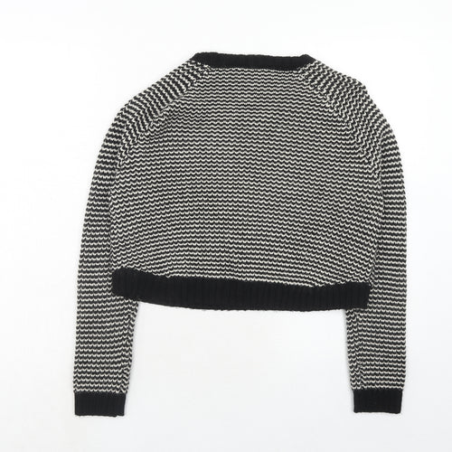 New Look Girls Black Round Neck Geometric Acrylic Pullover Jumper Size 12-13 Years Pullover