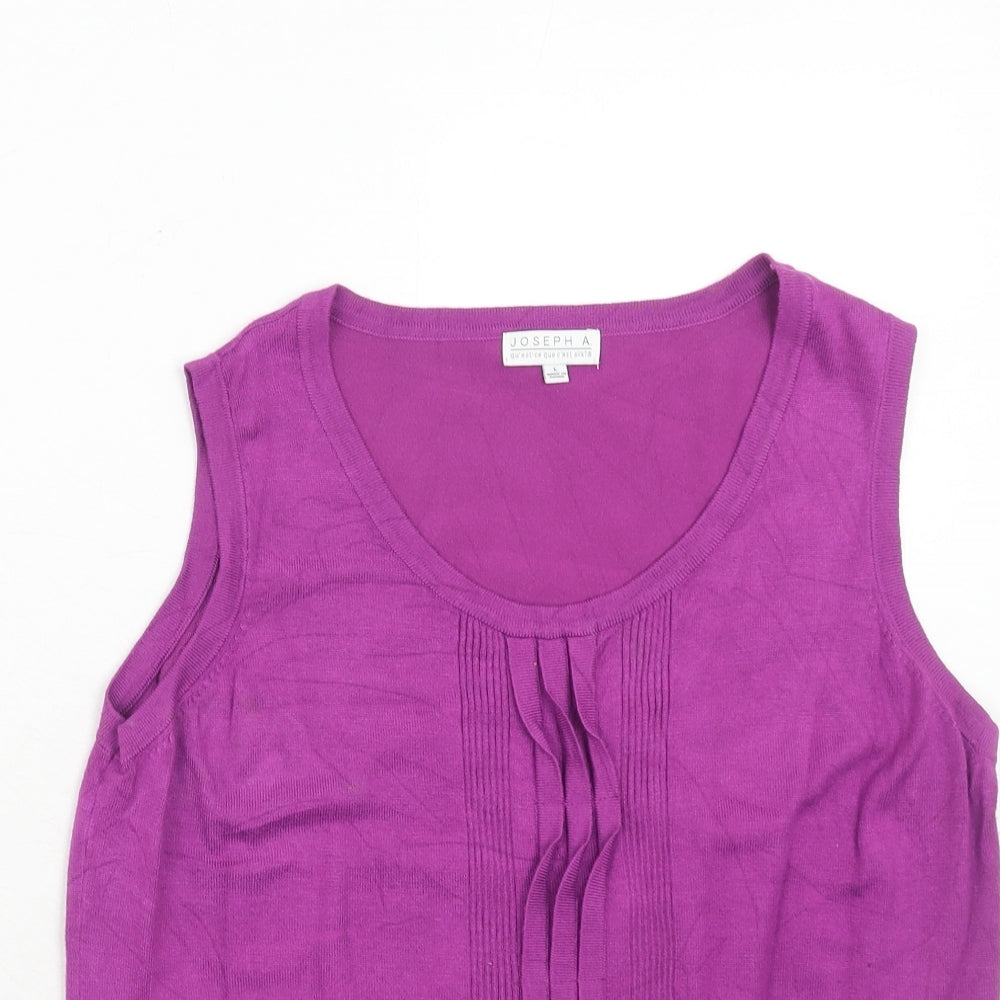 Joseph A Womens Purple Scoop Neck Viscose Vest Jumper Size L