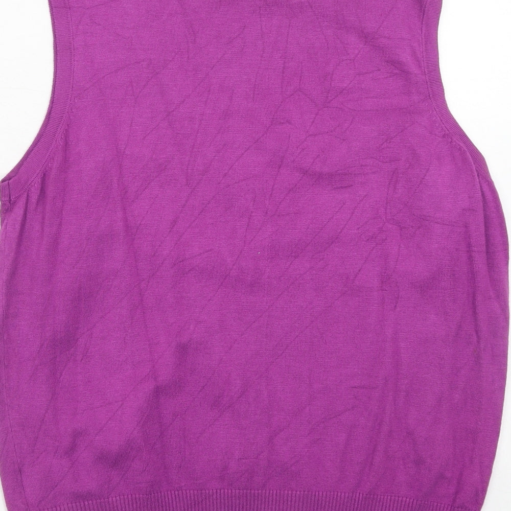 Joseph A Womens Purple Scoop Neck Viscose Vest Jumper Size L