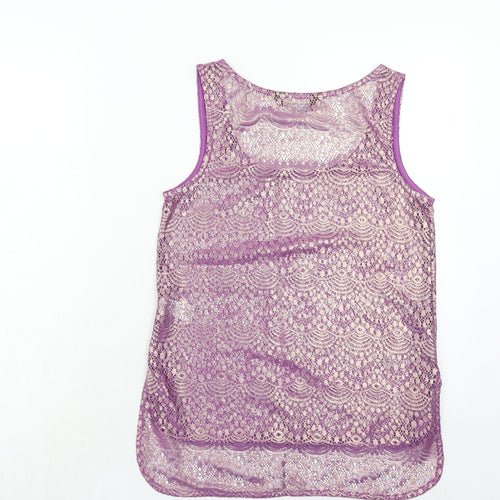Dorothy Perkins Womens Purple Geometric Polyester Basic Tank Size 6 Round Neck