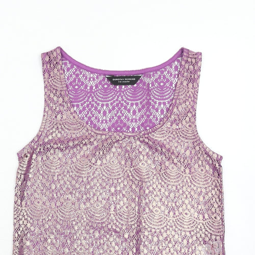 Dorothy Perkins Womens Purple Geometric Polyester Basic Tank Size 6 Round Neck