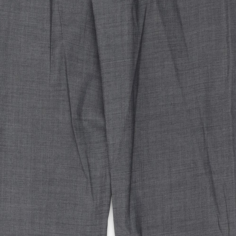 Tech Mens Grey Wool Dress Pants Trousers Size 34 in Regular Hook & Eye