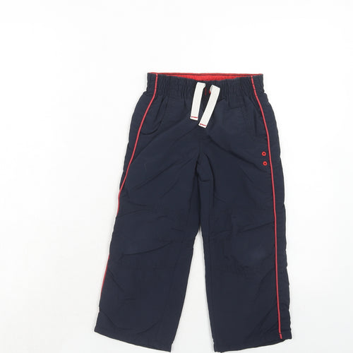 Marks and Spencer Boys Blue Polyamide Windbreaker Trousers Size 3-4 Years Regular Drawstring
