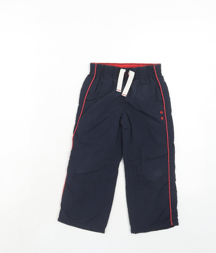 Marks and Spencer Boys Blue Polyamide Windbreaker Trousers Size 3-4 Years Regular Drawstring