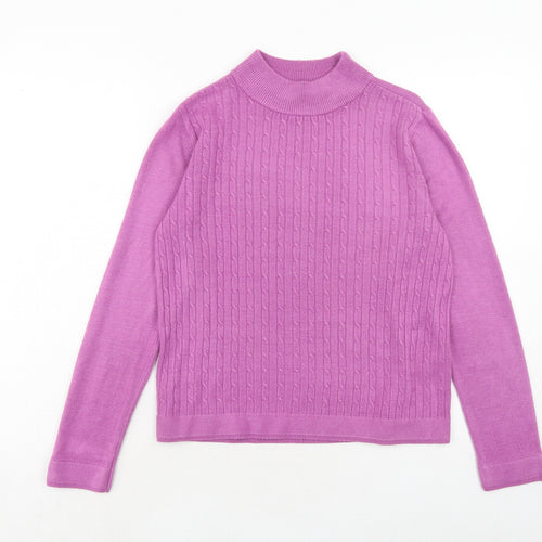 Bonmarché Womens Purple Mock Neck Acrylic Pullover Jumper Size S