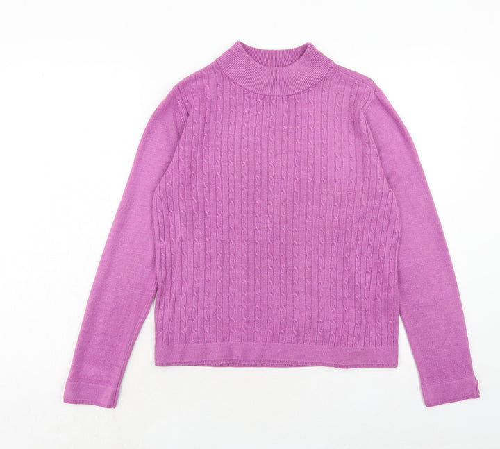 Bonmarché Womens Purple Mock Neck Acrylic Pullover Jumper Size S