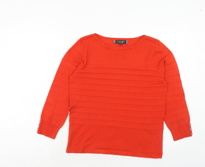 Principles Womens Red Round Neck Acrylic Pullover Jumper Size 14