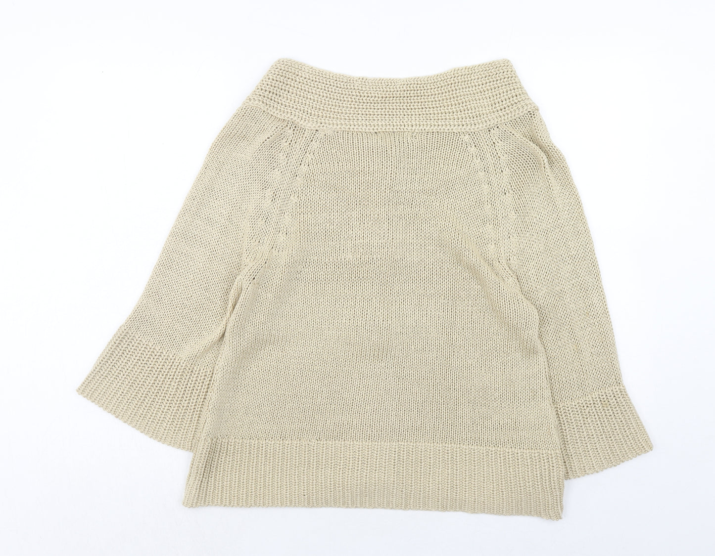 Bonmarché Womens Beige Boat Neck Acrylic Cardigan Jumper Size M