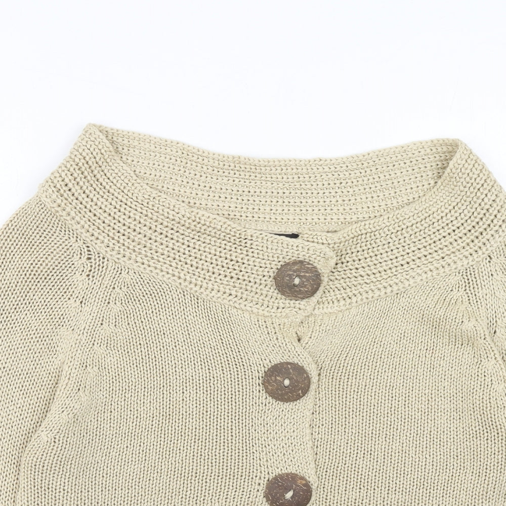 Bonmarché Womens Beige Boat Neck Acrylic Cardigan Jumper Size M