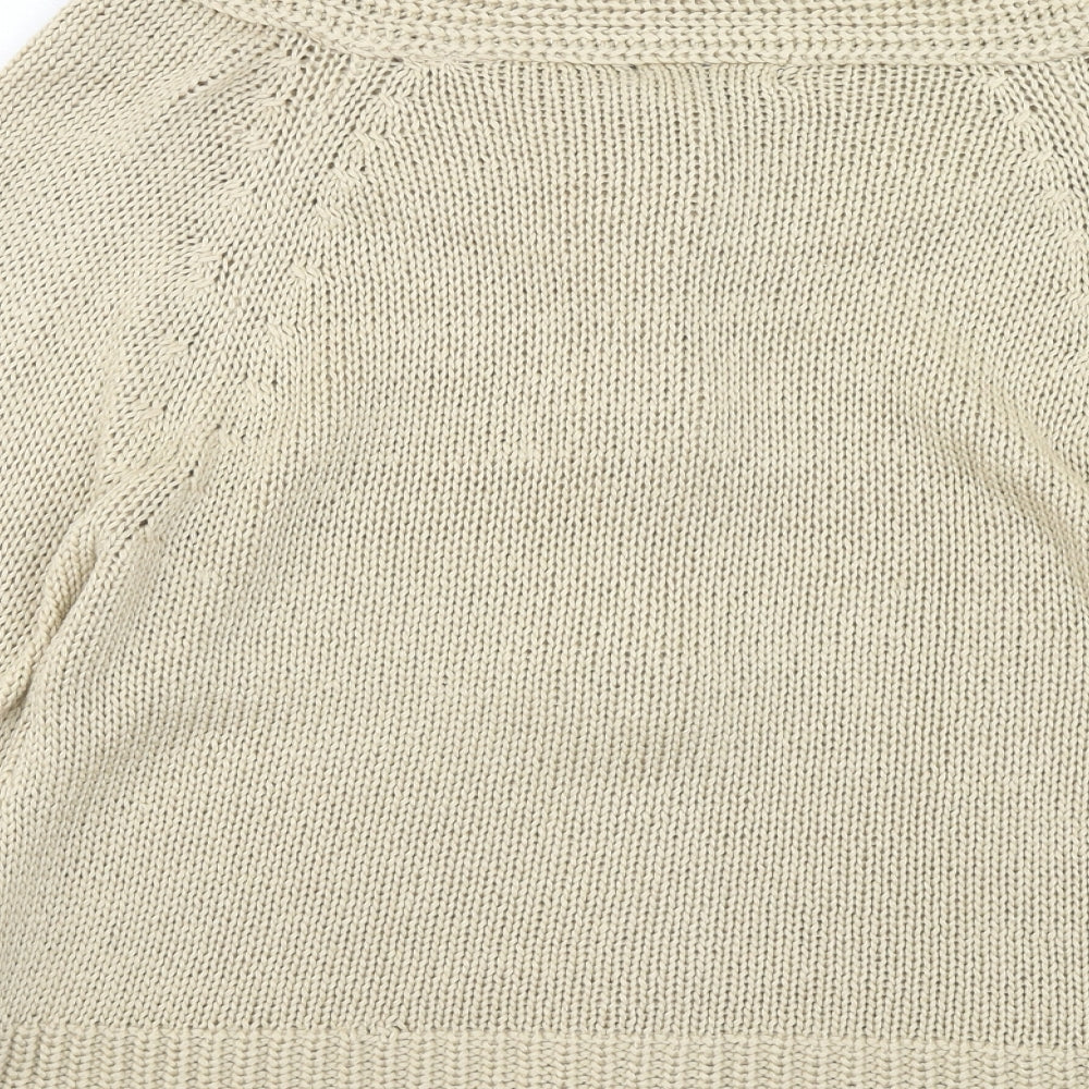 Bonmarché Womens Beige Boat Neck Acrylic Cardigan Jumper Size M