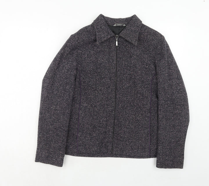 Marks and Spencer Womens Purple Geometric Jacket Size 14 Zip