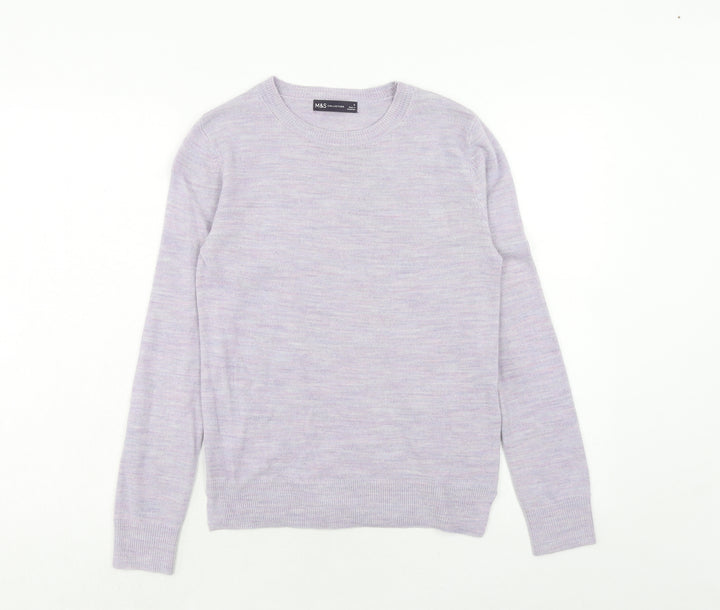Marks and Spencer Womens Purple Round Neck Acrylic Pullover Jumper Size 6