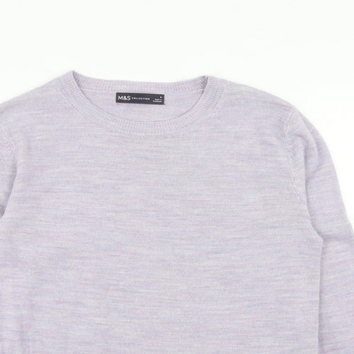 Marks and Spencer Womens Purple Round Neck Acrylic Pullover Jumper Size 6