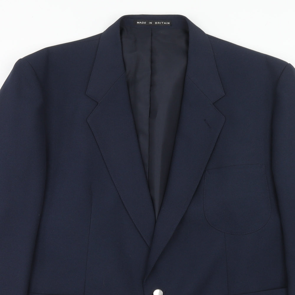Greenwoods Mens Blue Polyester Jacket Suit Jacket Size 44 Regular