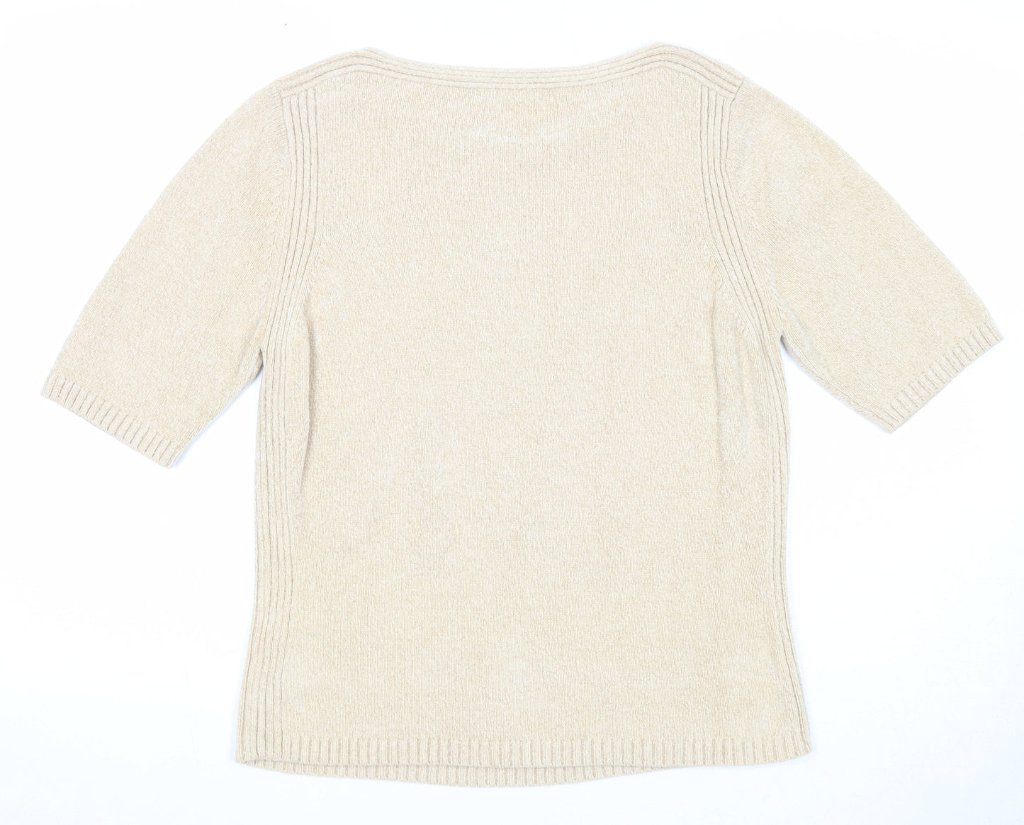 Marks and Spencer Womens Beige Boat Neck Viscose Pullover Jumper Size 12