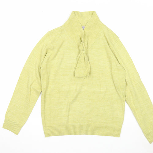EWM Womens Green Collared Acrylic Pullover Jumper Size 10