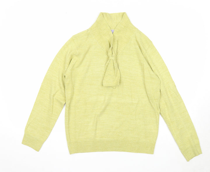 EWM Womens Green Collared Acrylic Pullover Jumper Size 10