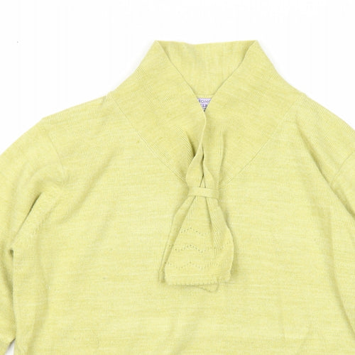 EWM Womens Green Collared Acrylic Pullover Jumper Size 10
