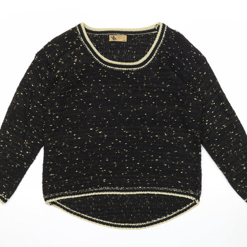 Katsumi Womens Black Scoop Neck Acrylic Pullover Jumper Size M