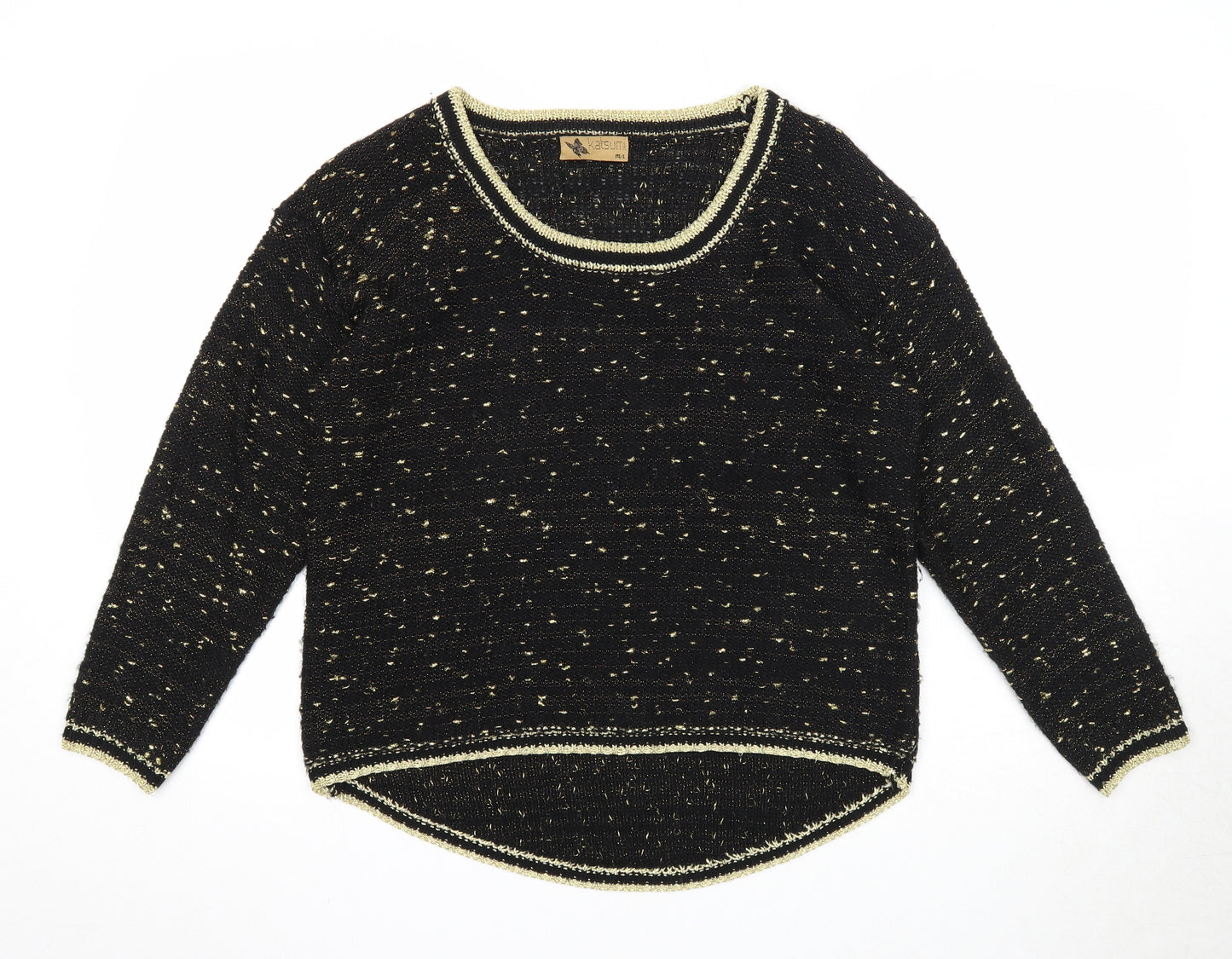 Katsumi Womens Black Scoop Neck Acrylic Pullover Jumper Size M