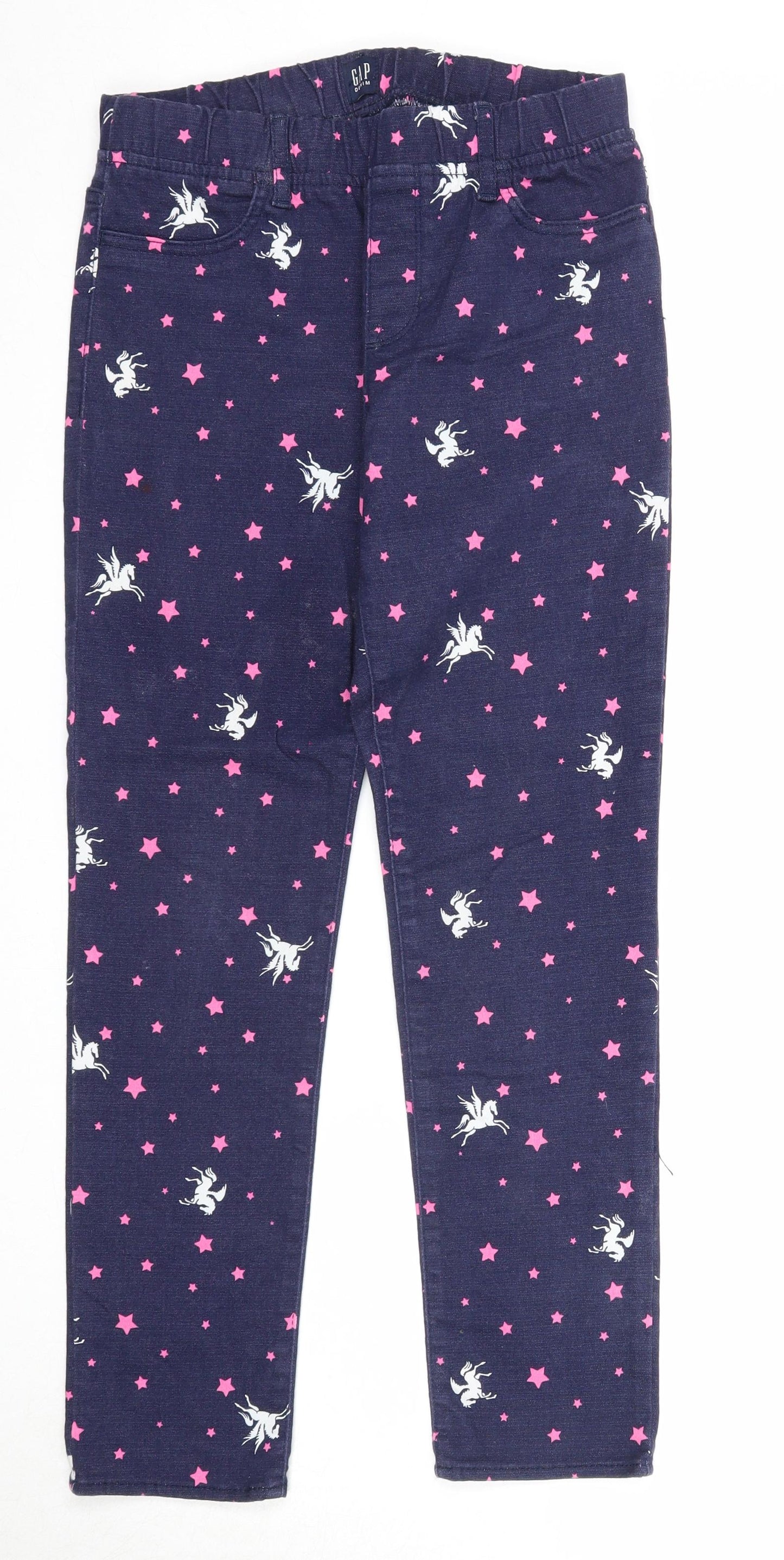 Gap Womens Blue Geometric Cotton Straight Jeans Size 16 Regular - Unicorn