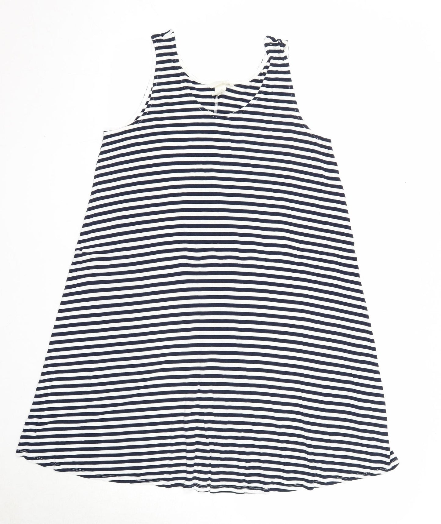 H&M Womens Blue Striped Viscose Tank Dress Size M Round Neck Pullover