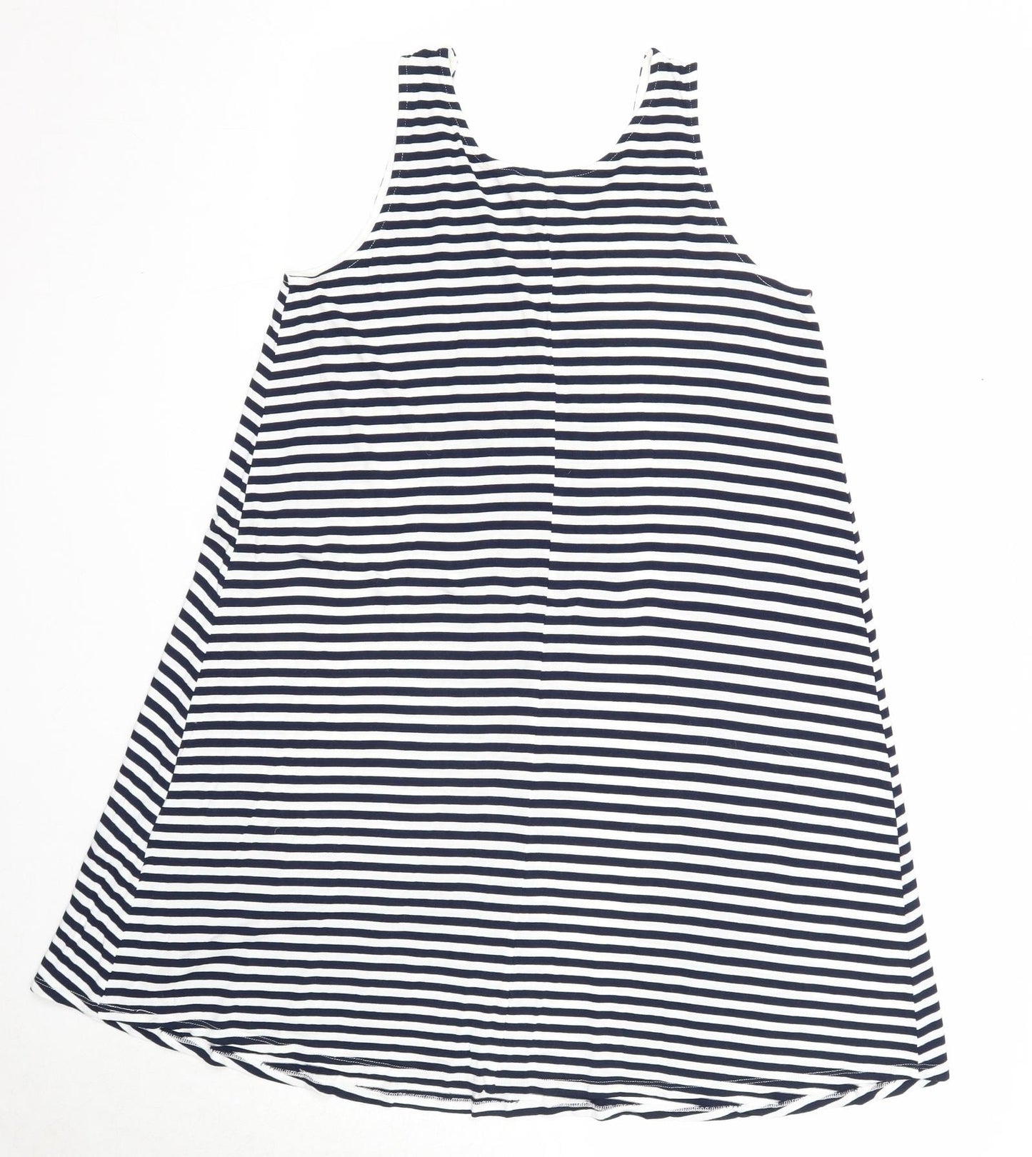 H&M Womens Blue Striped Viscose Tank Dress Size M Round Neck Pullover