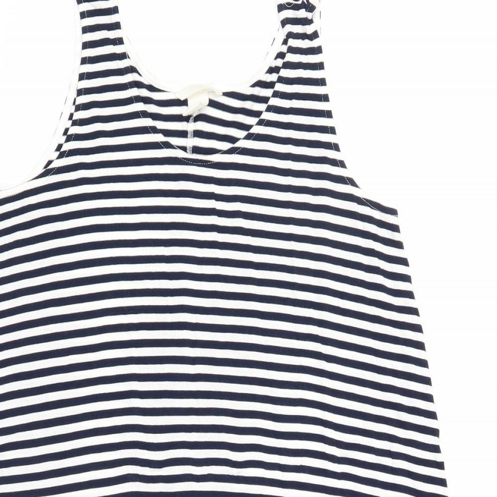 H&M Womens Blue Striped Viscose Tank Dress Size M Round Neck Pullover