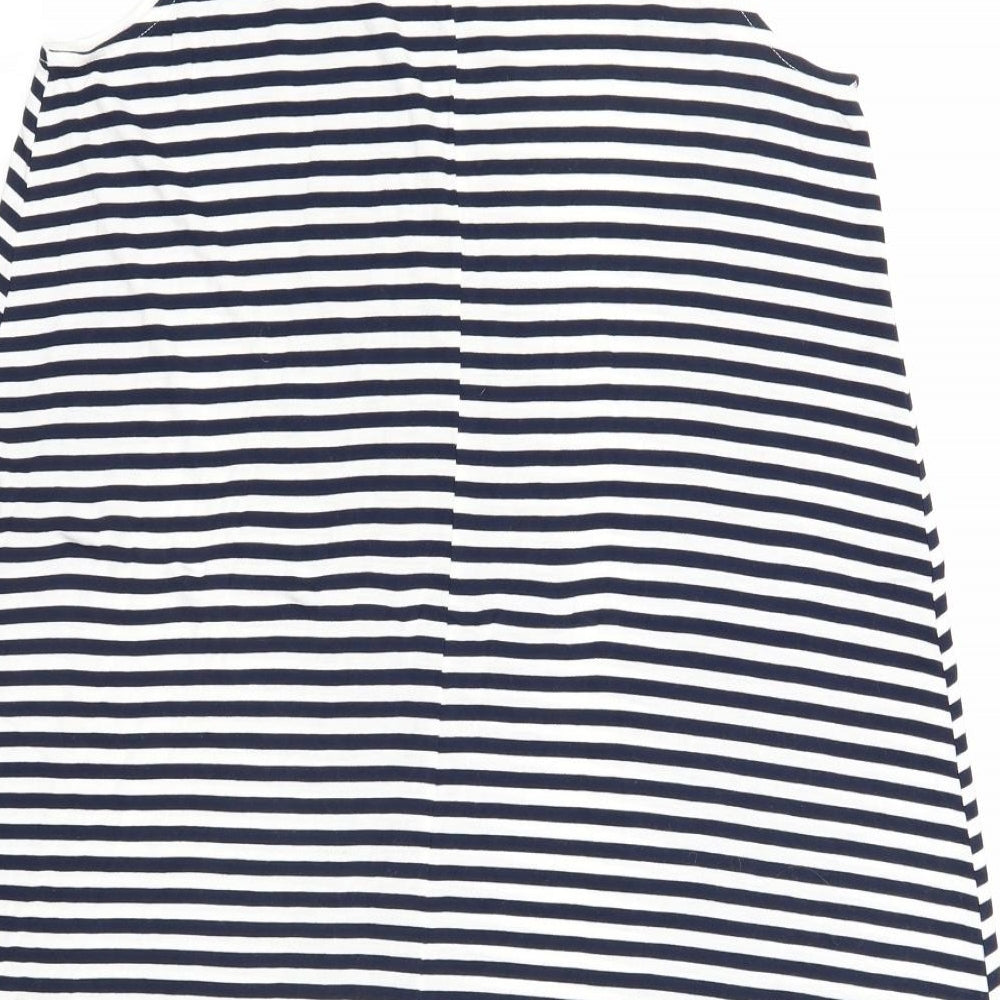 H&M Womens Blue Striped Viscose Tank Dress Size M Round Neck Pullover