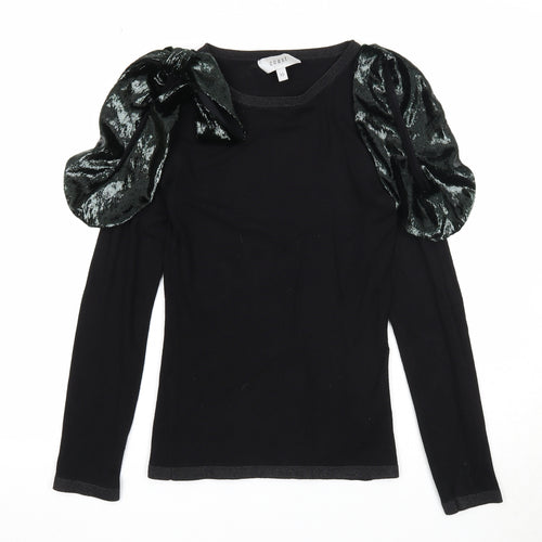 Coast Womens Black Round Neck Polyester Pullover Jumper Size XS