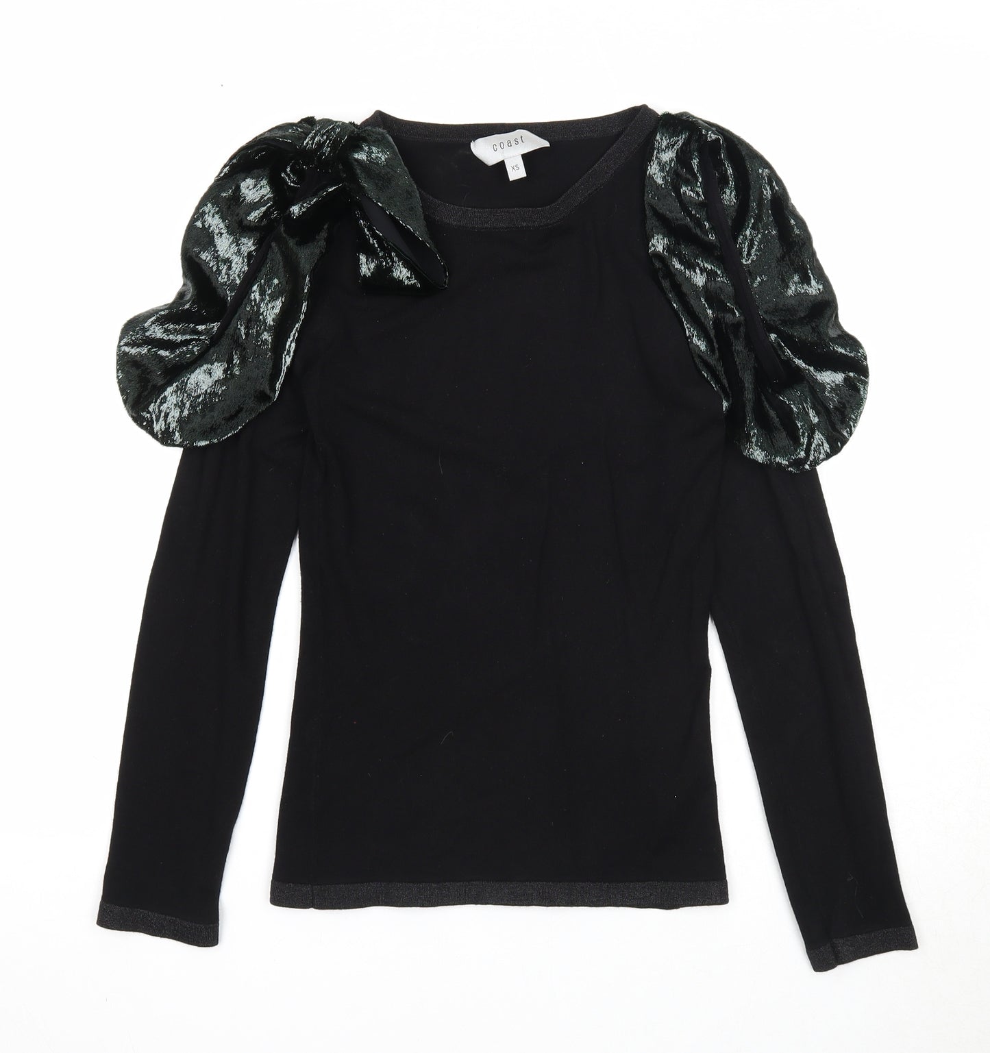Coast Womens Black Round Neck Polyester Pullover Jumper Size XS
