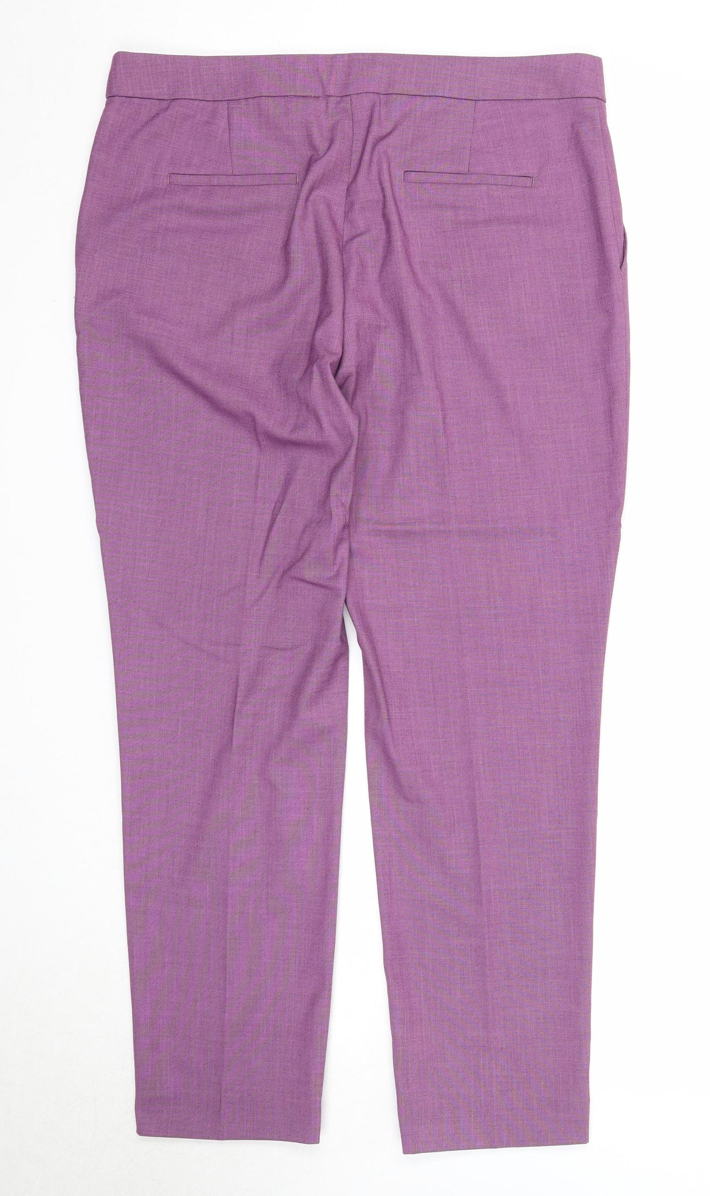 NEXT Womens Purple Polyester Chino Trousers Size 14 Regular Zip