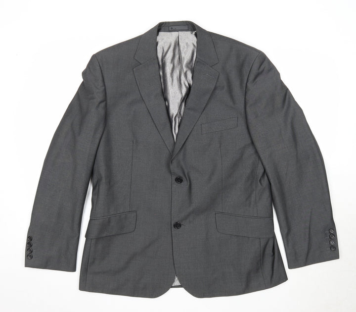 BHS Mens Grey Polyester Jacket Suit Jacket Size 42 Regular