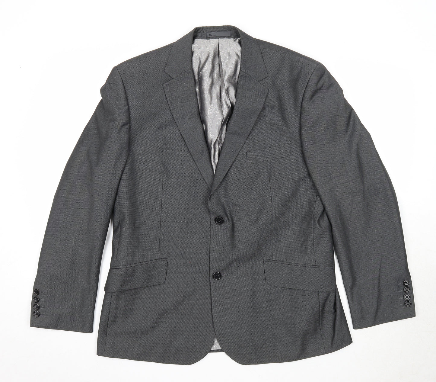 BHS Mens Grey Polyester Jacket Suit Jacket Size 42 Regular