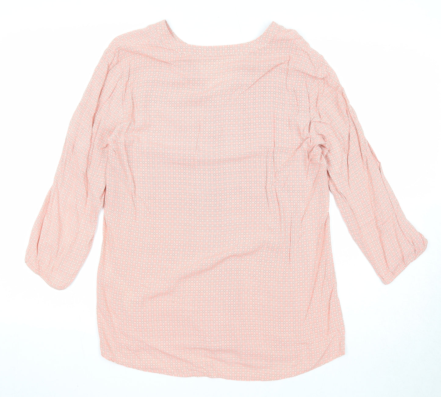 Belly Barclay Womens Pink Geometric Viscose Basic Blouse Size 10 V-Neck