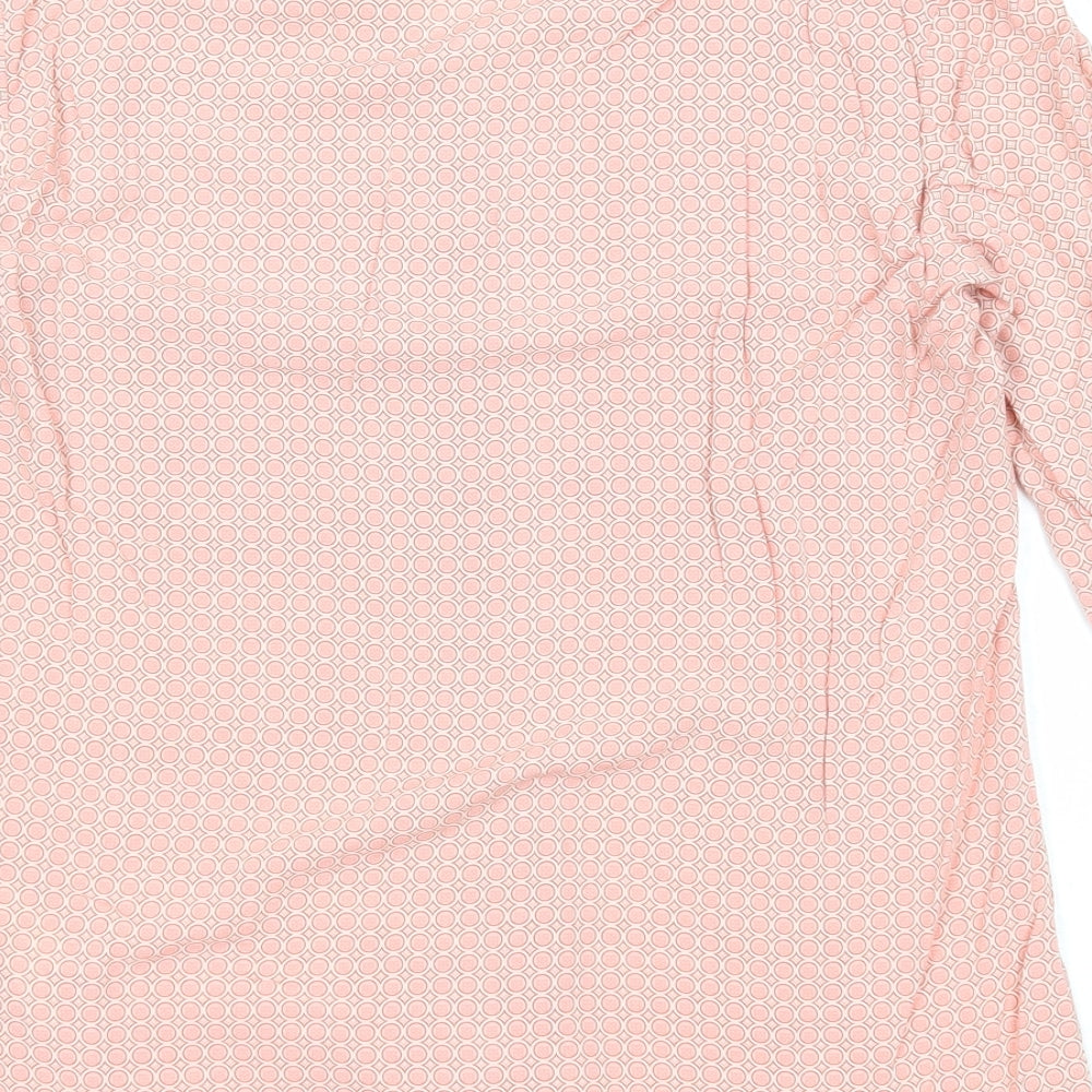 Belly Barclay Womens Pink Geometric Viscose Basic Blouse Size 10 V-Neck