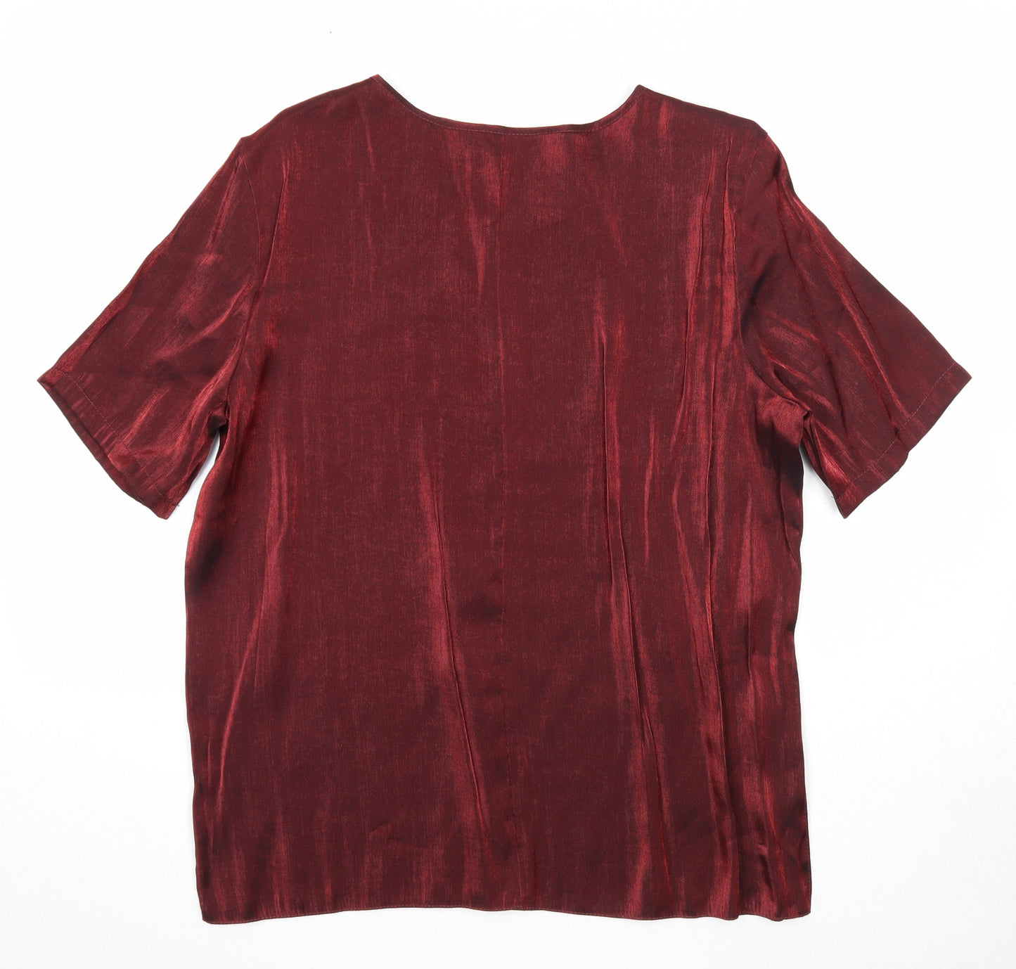 Bonmarché Womens Red Viscose Basic Blouse Size 14 Round Neck