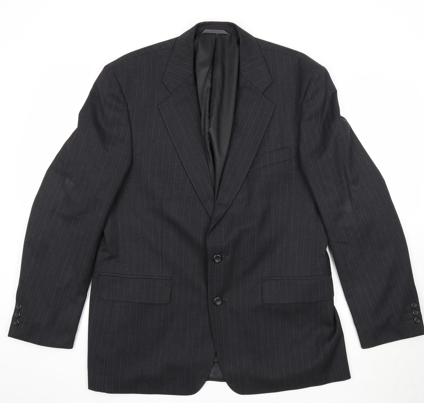 Burton Mens Black Striped Polyester Jacket Suit Jacket Size 42 Regular