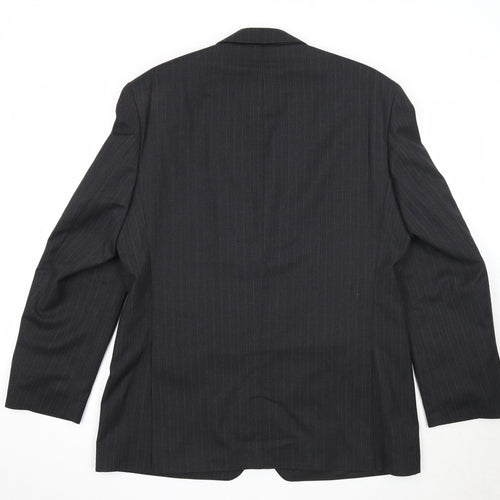 Burton Mens Black Striped Polyester Jacket Suit Jacket Size 42 Regular