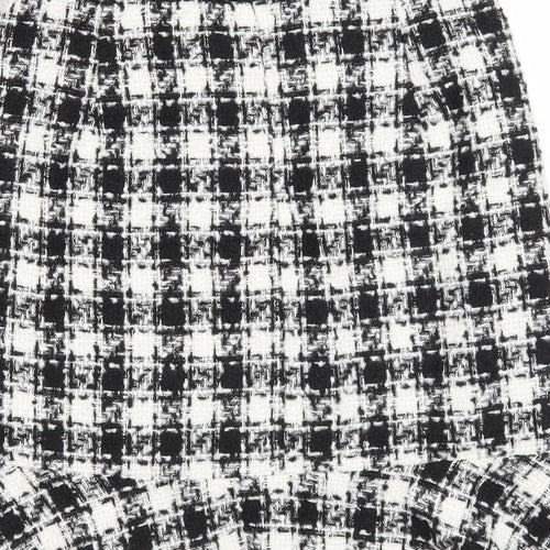 Y.two Womens Black Check Viscose A-Line Skirt Size M Zip